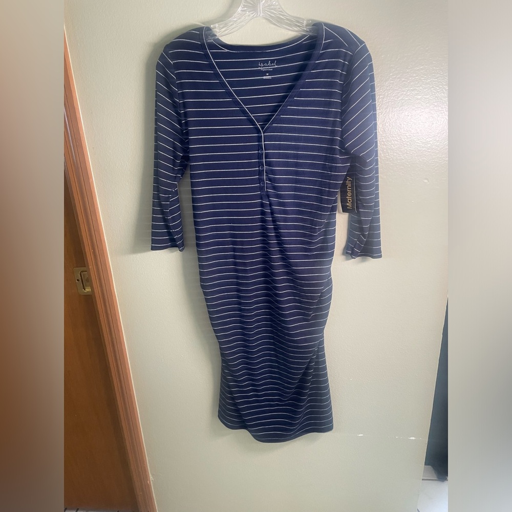 Isabel Maternity Women's Navy Blue 3/4th Sleeve Dress Sz Medium New with tags